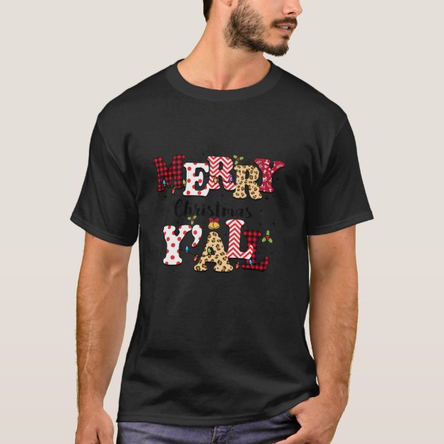 Merry Christmas Y all Christmas Lights Xmas Holida T-Shirt (Front)