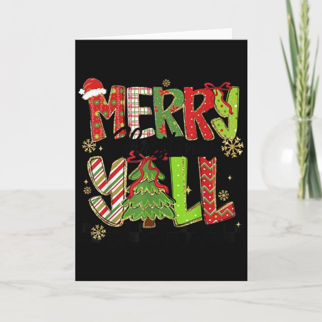 Merry Christmas Y’all Southern Christmas Tree Girl Card (Front)