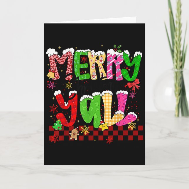 Merry Christmas Y’all Southern Christmas Tree Girl Card (Front)