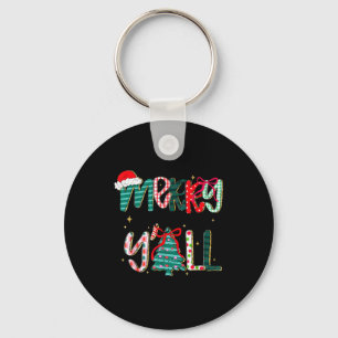 Merry Christmas Y’all Southern Christmas Tree Girl Key Ring