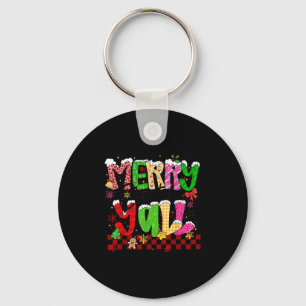 Merry Christmas Y’all Southern Christmas Tree Girl Key Ring