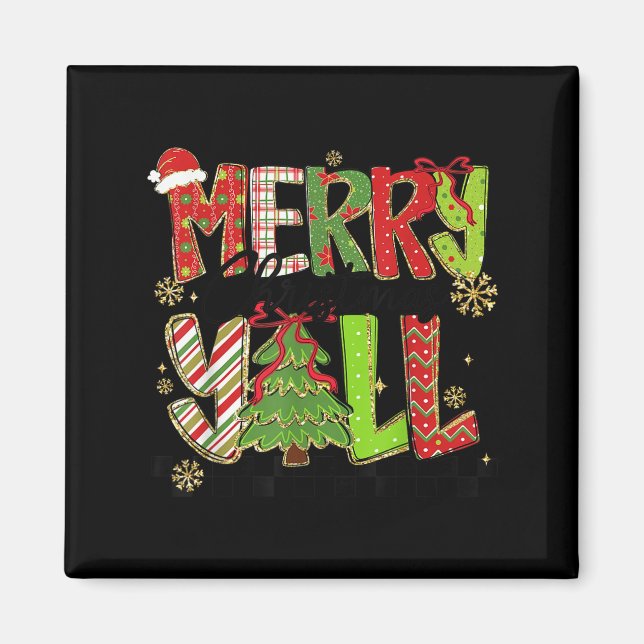 Merry Christmas Y’all Southern Christmas Tree Girl Magnet (Front)