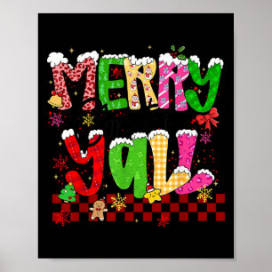 Merry Christmas Y’all Southern Christmas Tree Girl Poster