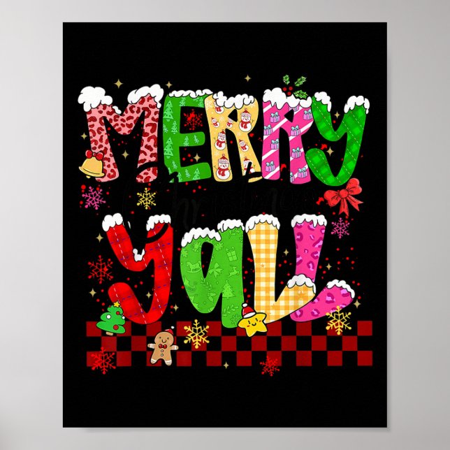 Merry Christmas Y’all Southern Christmas Tree Girl Poster (Front)