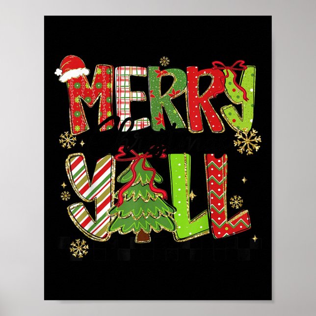 Merry Christmas Y’all Southern Christmas Tree Girl Poster (Front)