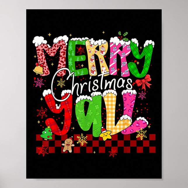Merry Christmas Y’all Southern Christmas Tree Girl Poster (Front)