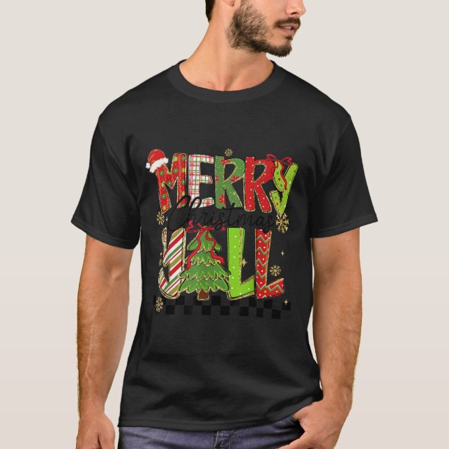 Merry Christmas Y’all Southern Christmas Tree Girl T-Shirt (Front)