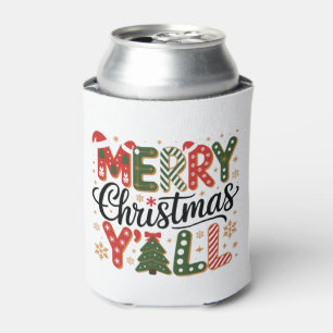Merry Christmas Y’all Southern Holiday Festive Can Cooler