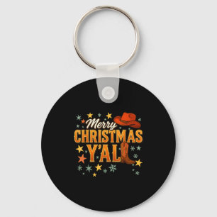 Merry Christmas Y’all Western Cowboy Cowgirl Boot Key Ring