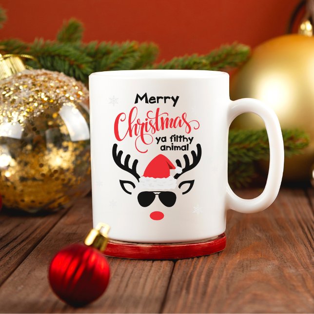 Merry Christmas Ya Filthy Animal Funny Reindeer  Mug (Creator Uploaded)