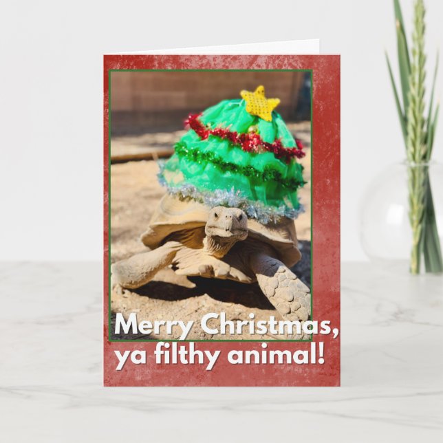 Merry Christmas ya filthy animal Sarcastic turtle Card (Front)