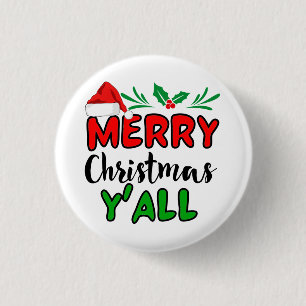 Merry Christmas Y'all 3 Cm Round Badge