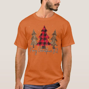 Merry Christmas Y'all Buffalo Plaid Leopard Xmas T T-Shirt