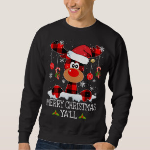 Merry Christmas Ya'll Buffalo Red Plaid Reindeer S Sweatshirt