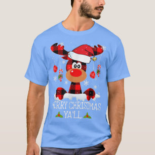 Merry Christmas Yall Buffalo Red Plaid Reindeer Sa T-Shirt