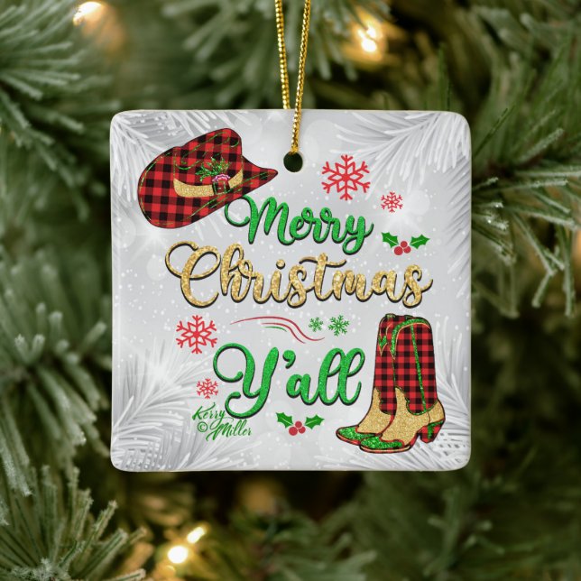 Merry Christmas Y'all Christmas Ornament (Tree)