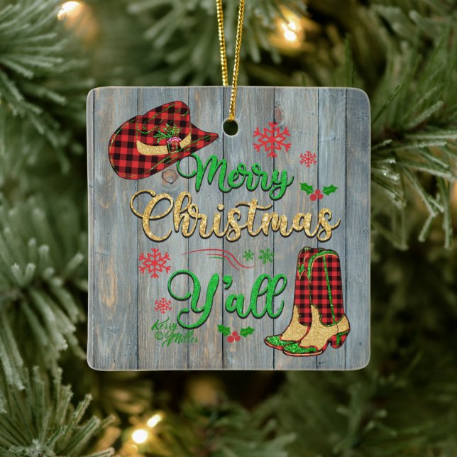 Merry Christmas Y'all Christmas Ornament (Tree)