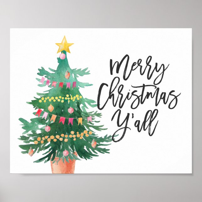 Merry Christmas Y'all, Christmas Tree Poster (Front)