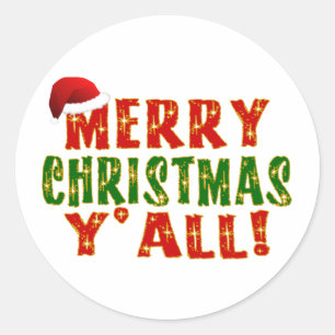 Merry Christmas Y'all! Classic Round Sticker