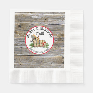 Merry Christmas Y'all Country and Western Rustic   Napkin