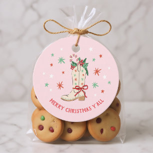 Merry Christmas Y'all Country Cowboy Boot Gift Favour Tags