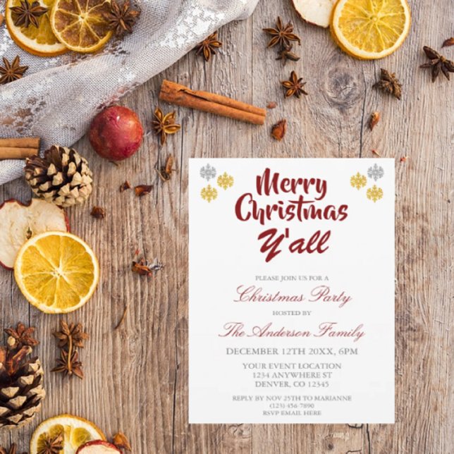 Merry Christmas Y'All Country Invitation (Creator Uploaded)