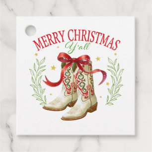 Merry Christmas Y'all Cowboy Boots Favour Tags