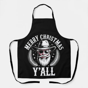 Merry Christmas Y'all Cowboy Santa West Western Apron