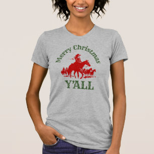 Merry Christmas Y'all Cowgirl Western Style T-Shirt