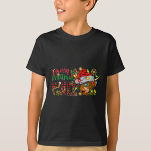 Merry Christmas Y'all Cute Cow Christmas Santa Hat T-Shirt