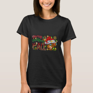 Merry Christmas Y'all Cute Highland Cow Christmas  T-Shirt