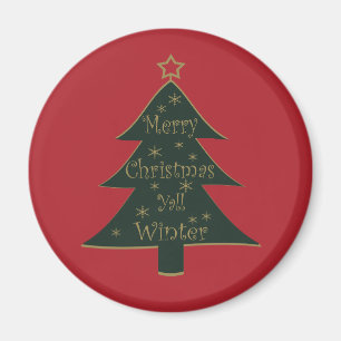 Merry Christmas yall decorated pine tree Magnet