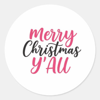 Merry Christmas Y'All Decorative Ceramic Ornaments Classic Round Sticker