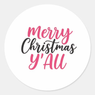 Merry Christmas Y'All Decorative Ceramic Ornaments Classic Round Sticker