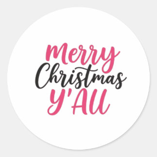 Merry Christmas Y'All Decorative Ceramic Ornaments Classic Round Sticker