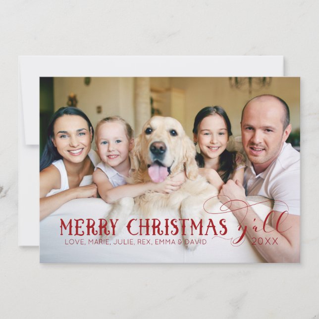 Merry Christmas Y'All - Family PhotoCard Holiday Card (Front)