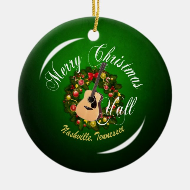 Merry Christmas Y'all from Nashville Ornament (Front)