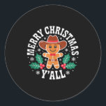 Merry Christmas Yall Gingerbread Cowboy Howdy West Classic Round Sticker<br><div class="desc">Merry Christmas Yall Gingerbread Cowboy Howdy Western Xmas Tank Top</div>