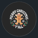 Merry Christmas Yall Gingerbread Cowboy Howdy West Classic Round Sticker<br><div class="desc">Merry Christmas Yall Gingerbread Cowboy Howdy Western Xmas Tank Top_2</div>