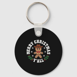 Merry Christmas Yall Gingerbread Cowboy Howdy West Key Ring