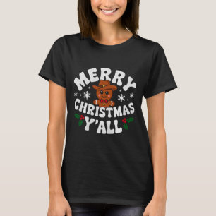 Merry Christmas Yall Gingerbread Cowboy Howdy West T-Shirt