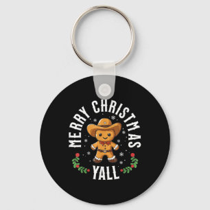 Merry Christmas Yall Gingerbread Cowboy Western  Key Ring