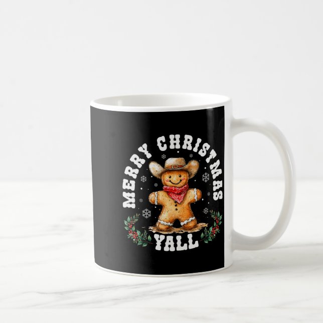 Merry Christmas Yall Gingerbread Cowboy Western Xm Coffee Mug (Right)
