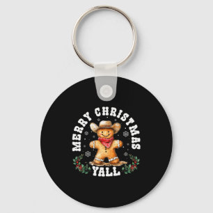 Merry Christmas Yall Gingerbread Cowboy Western Xm Key Ring