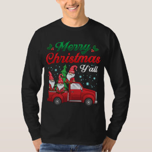 Merry Christmas Y'all Gnomes Red Truck Xmas Gift T-Shirt