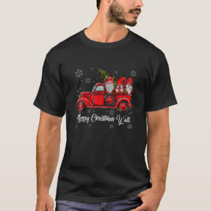 Merry Christmas Y'all Gnomes Santa Retro Red Truck T-Shirt
