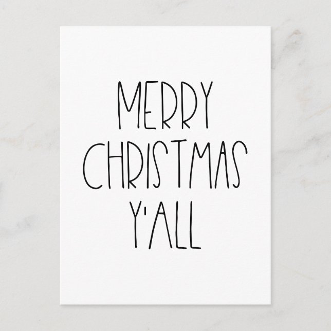 Merry Christmas y'all holiday Postcard (Front)