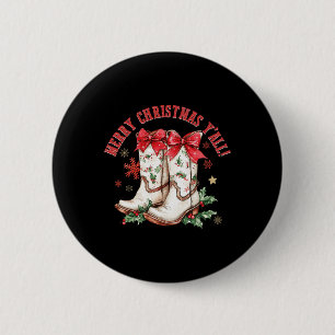 Merry Christmas Y'all Howdy Christmas Boots Cowgir 6 Cm Round Badge