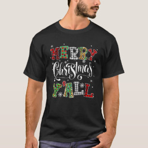 Merry Christmas Yall Leopard Buffalo Plaid Pajama T-Shirt