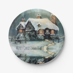 Merry Christmas Y'All Marvellous Winter Night   Paper Plate